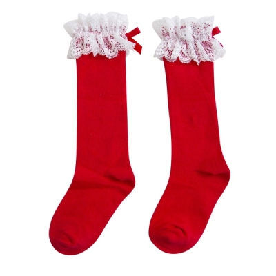 Червени чорапи с дантела