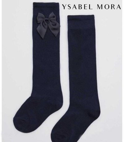 Тъмносини чорапи с панделка 